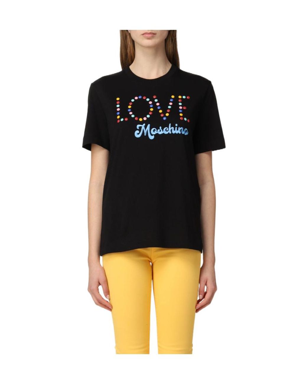 Moschino Black Logo-Embroidered Cotton T-Shirt