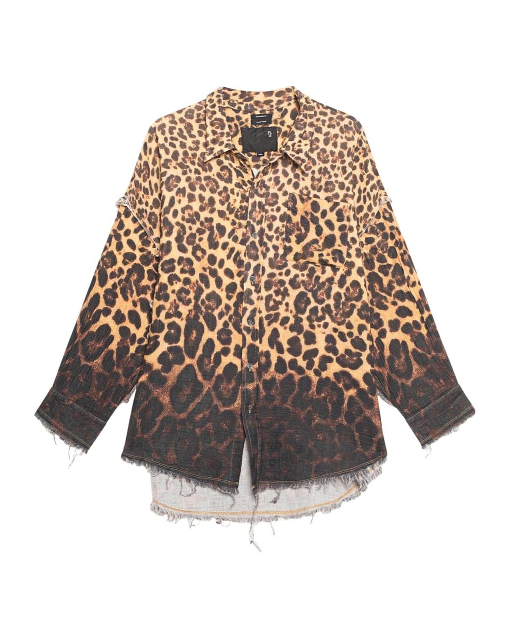 R13 Multicolor Shredded Seam Patterned Shirt