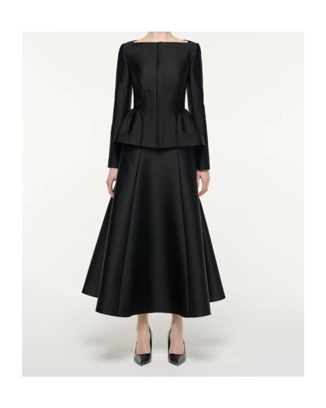 Roland Mouret Black Full Taffeta Midi Skirt