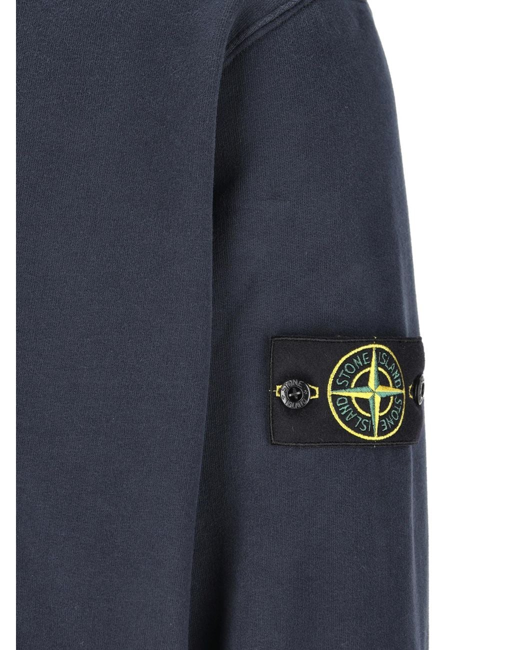Stone Island Blue Zip-Up Compass Patch Hoodie for men