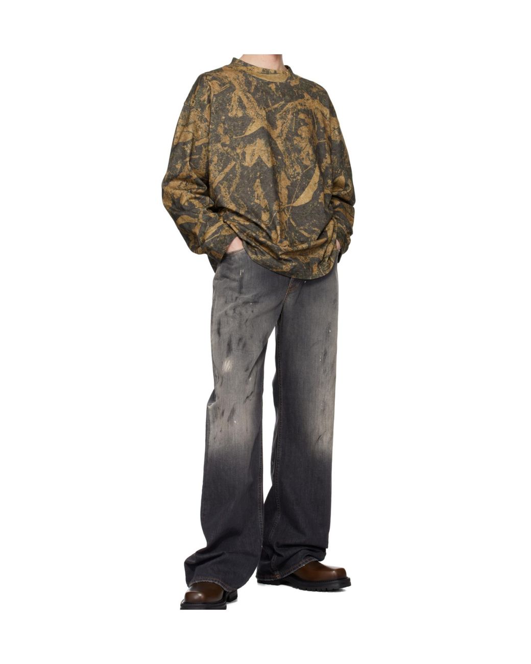 Acne Gray Loose-Fit Distressed Jeans for men