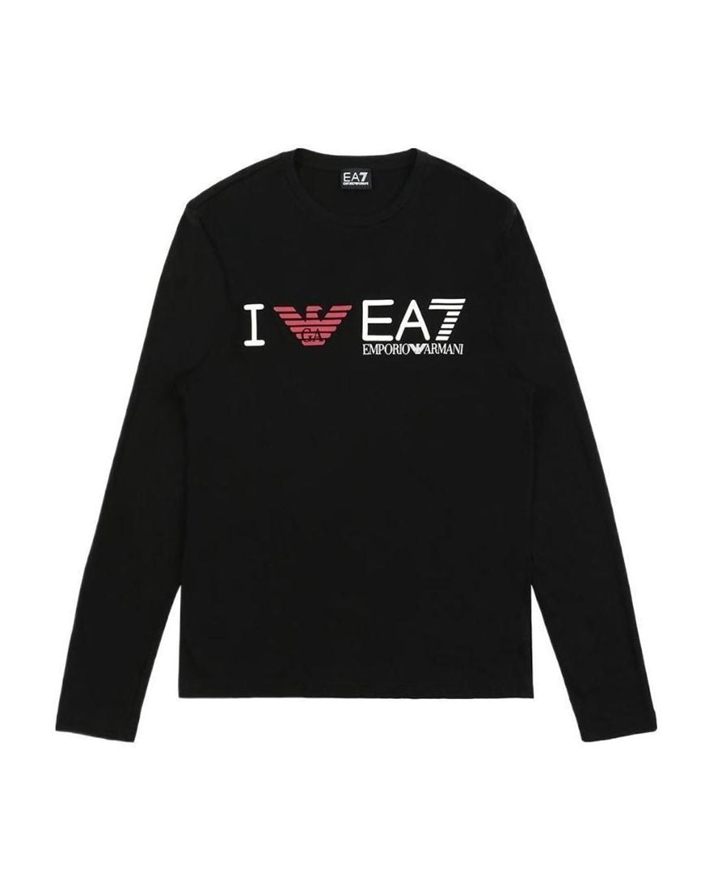 EA7 Black Logo T-Shirt With Round Neck for men