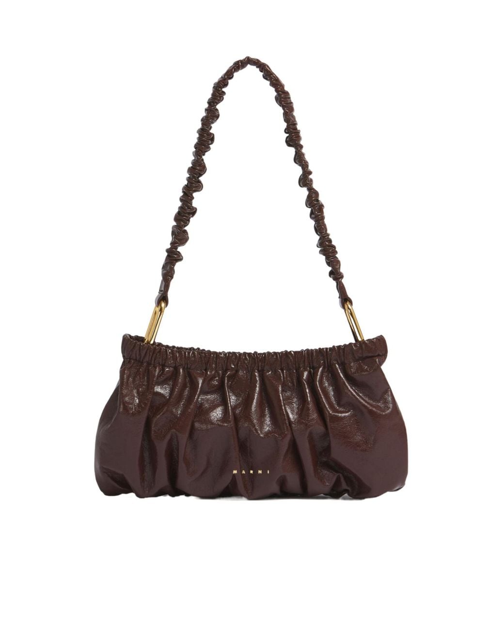 Marni Brown Ruched Strap Shoulder Bag