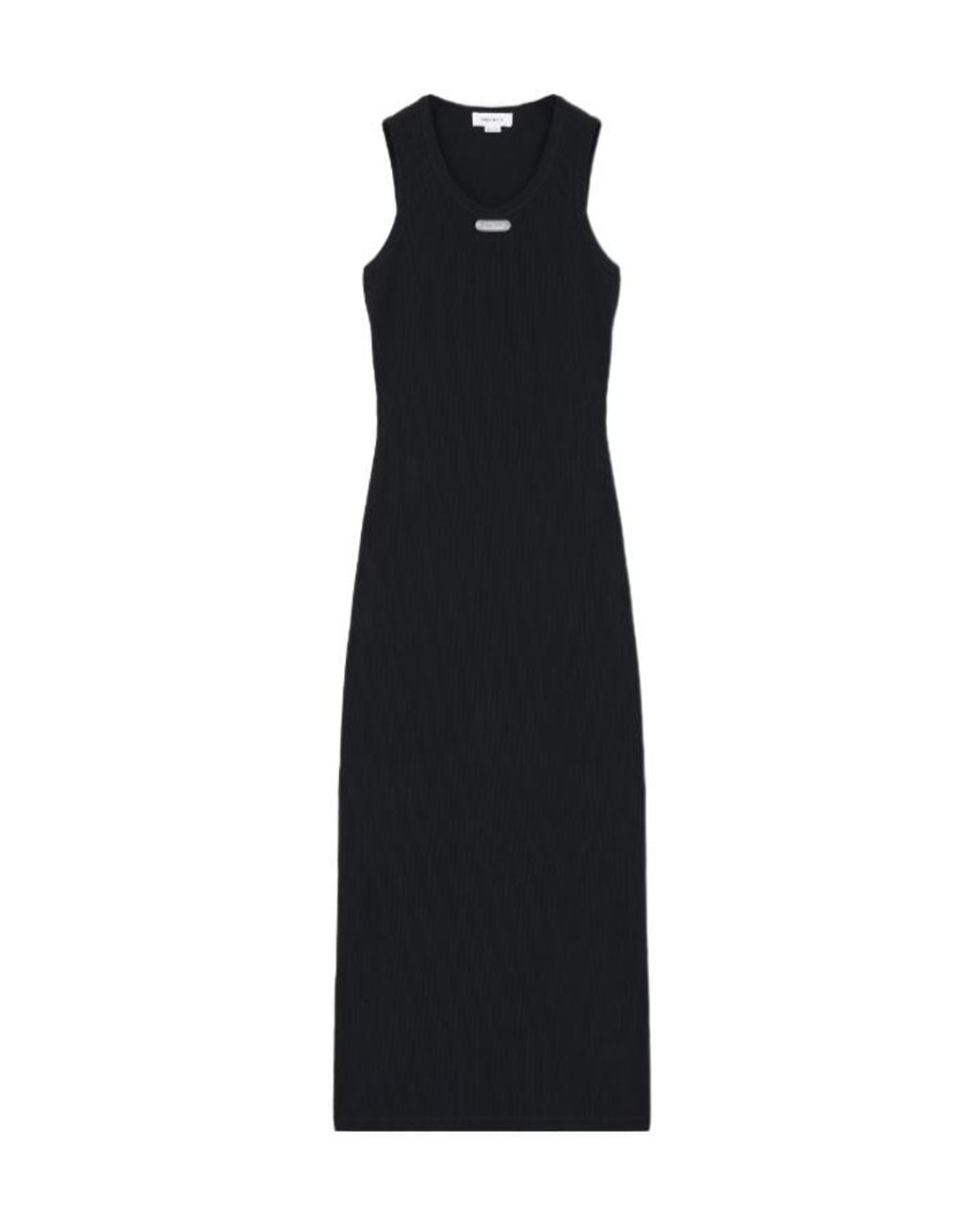 McQueen Black Cotton Logo-Plaque Midi Dress