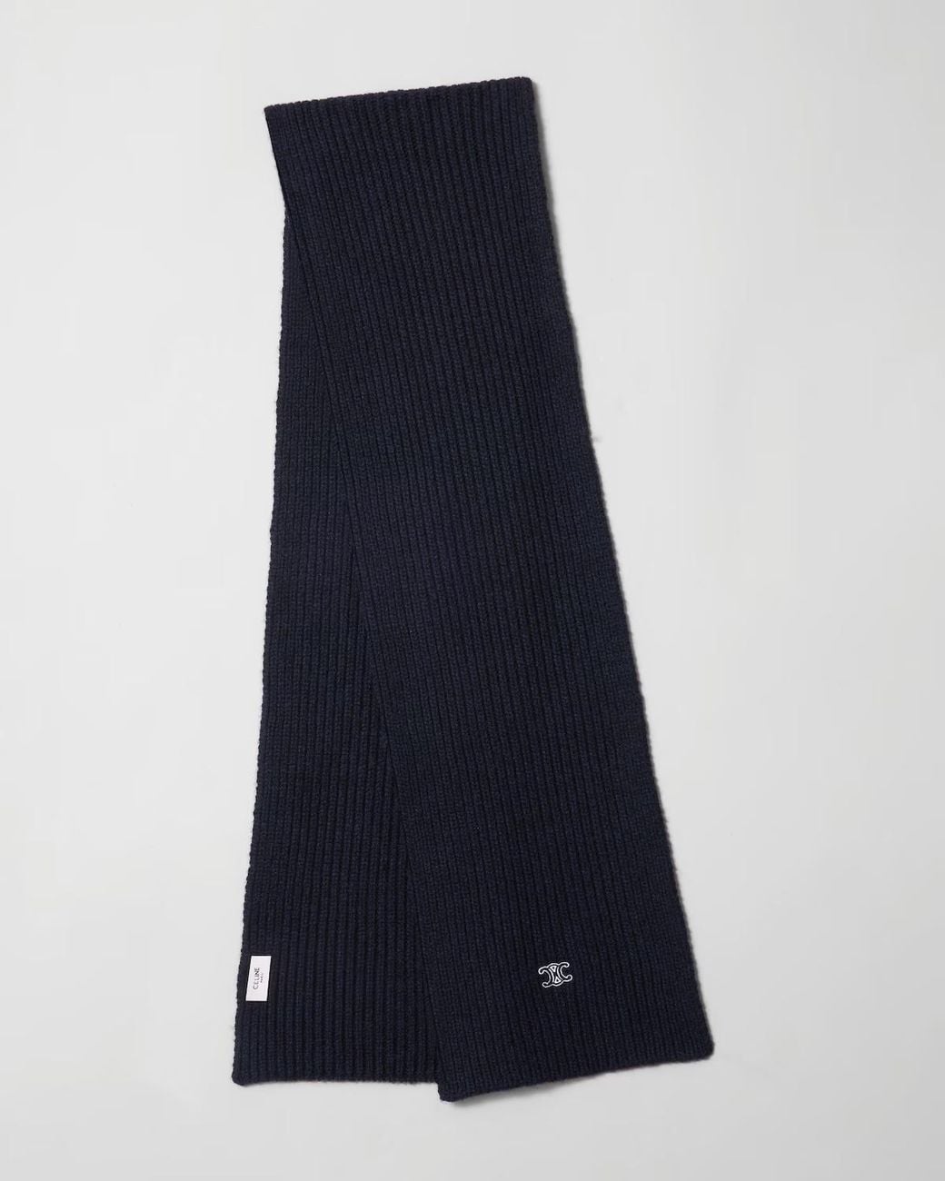 Céline Blue Ribbed Cashmere Scarf