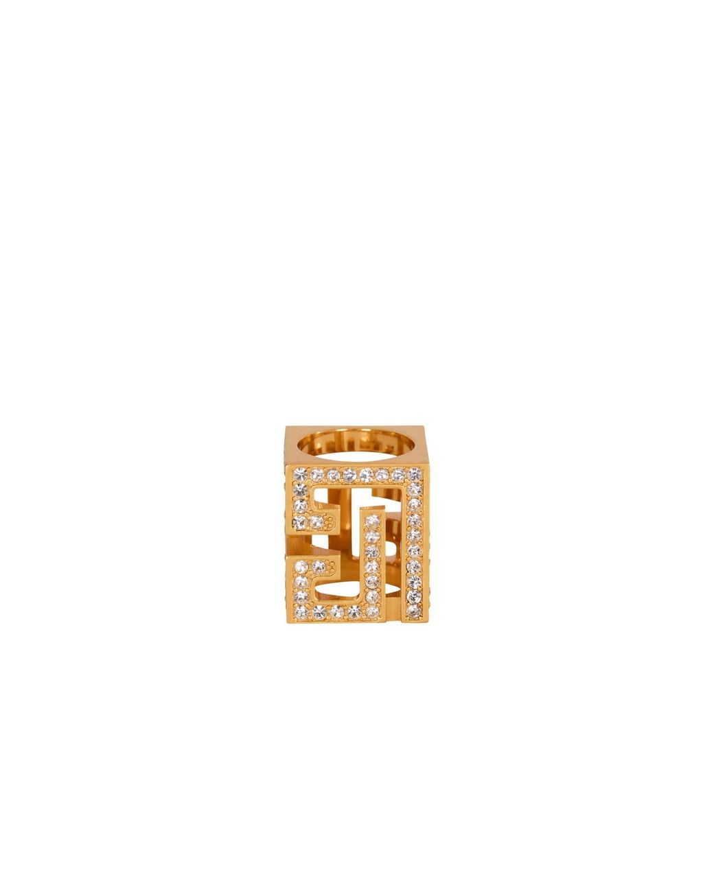 Balmain Metallic Embellished Cube Ring