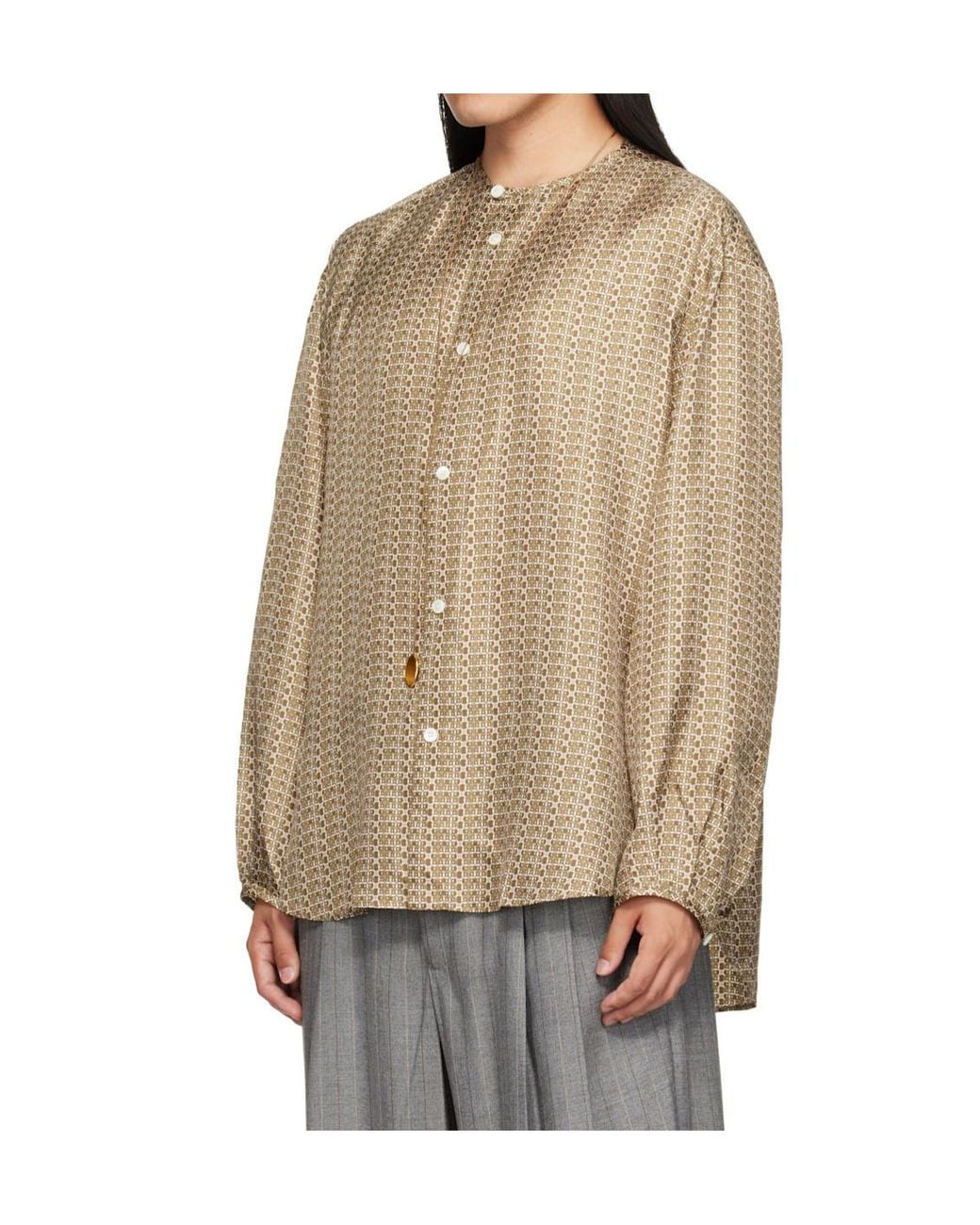 Hed Mayner Gray Printed Shirt for men