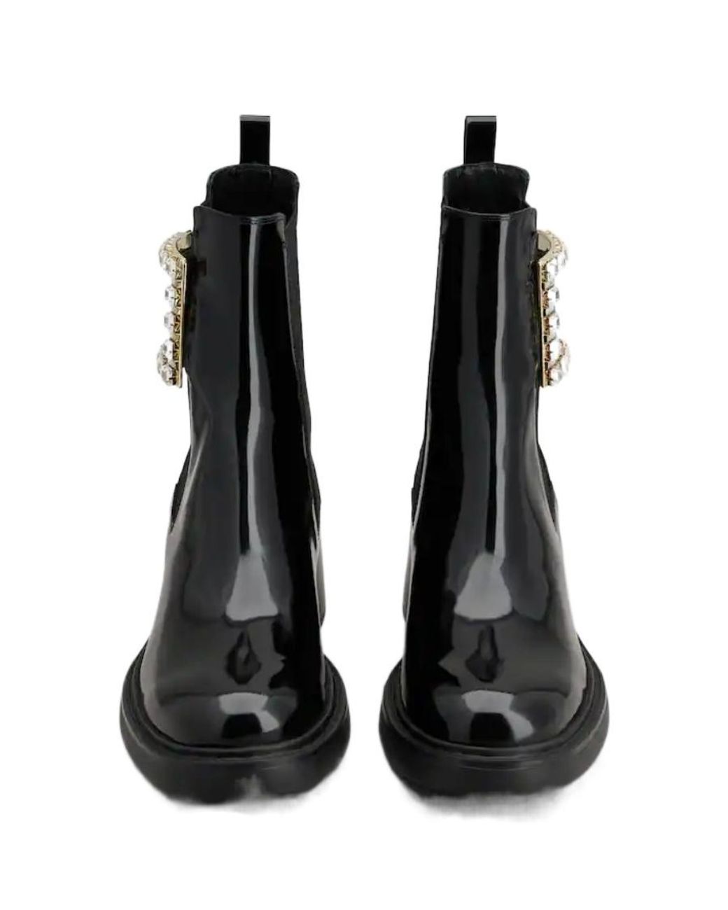 Roger Vivier Black Viv' Rangers Strass Buckle Chelsea Ankle Boots
