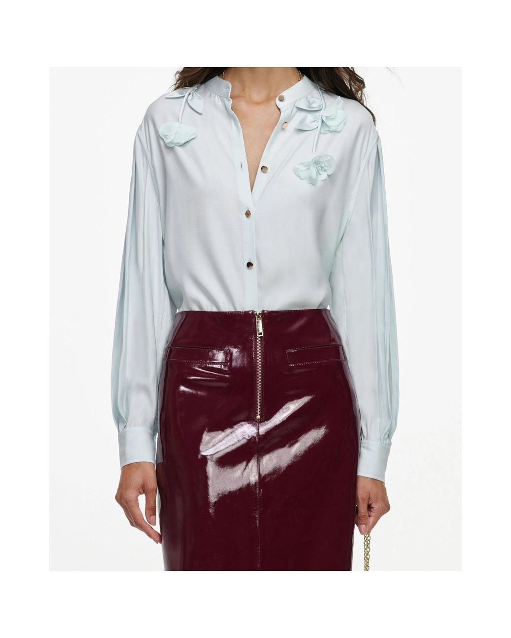 Self-Portrait White Floral-Embellished Shirt
