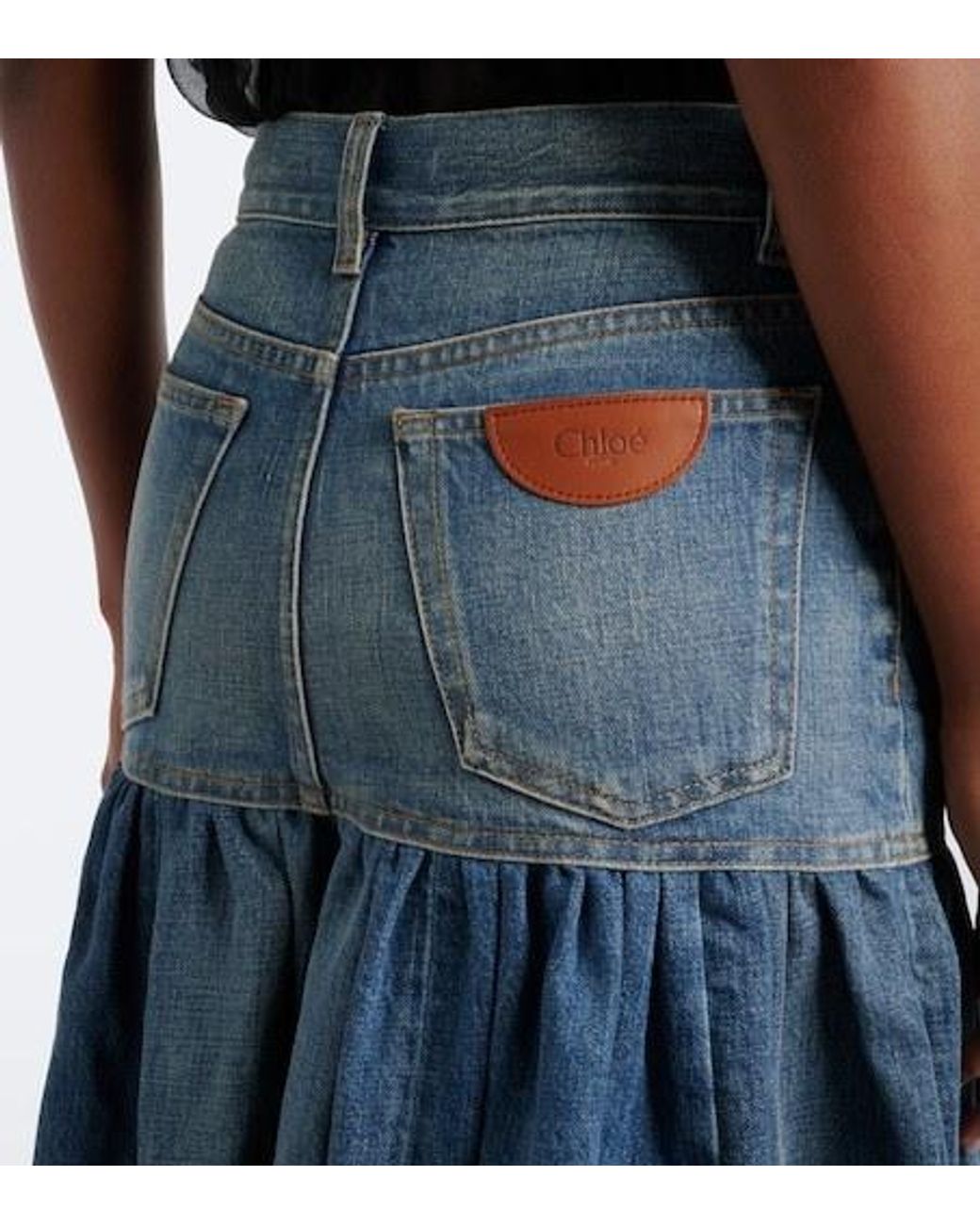 Chloé Blue Pleated Wide-Leg Jeans