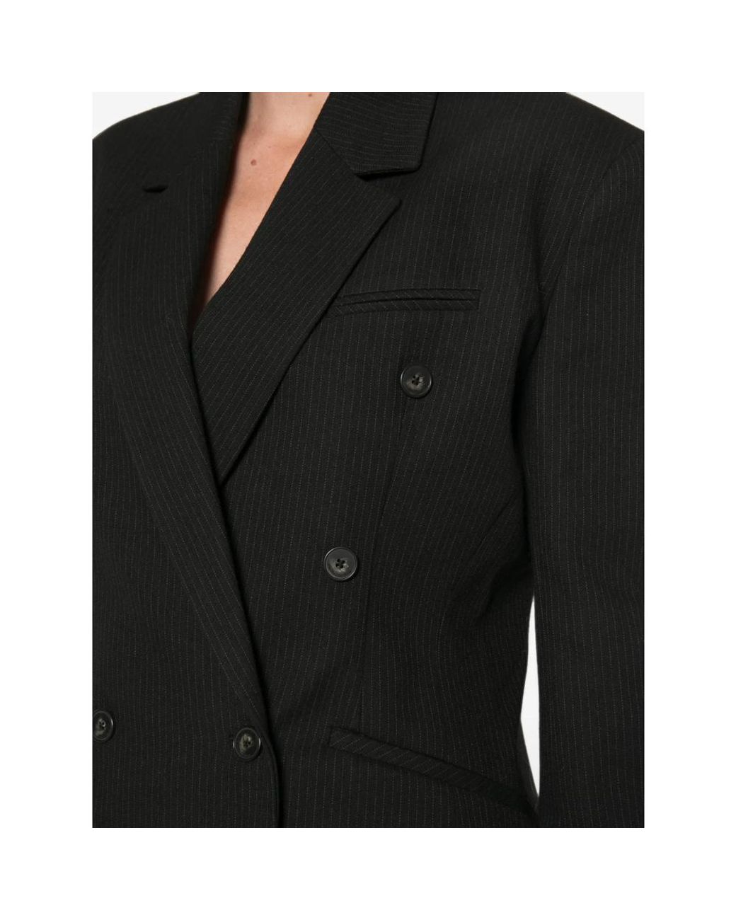 Frankie Shop Black Blazer Jade Pinstripe Polyester Jacket