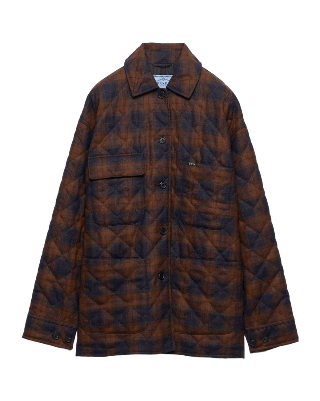 Prada Brown Quilted Wool Caban Jacket