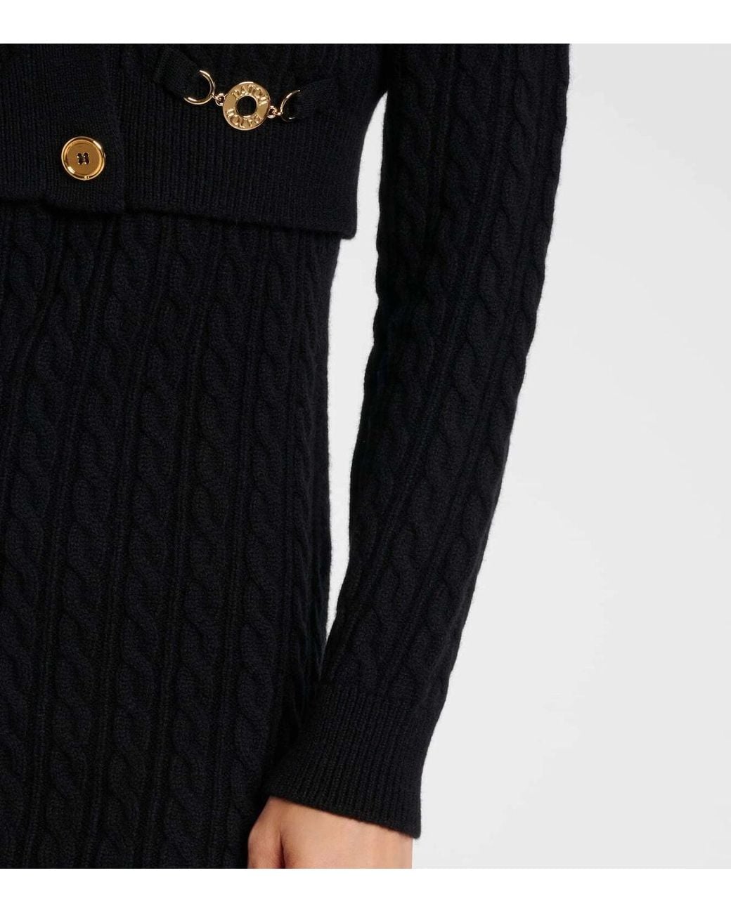 Patou Black Chunky Knit Long-Sleeved Sweater