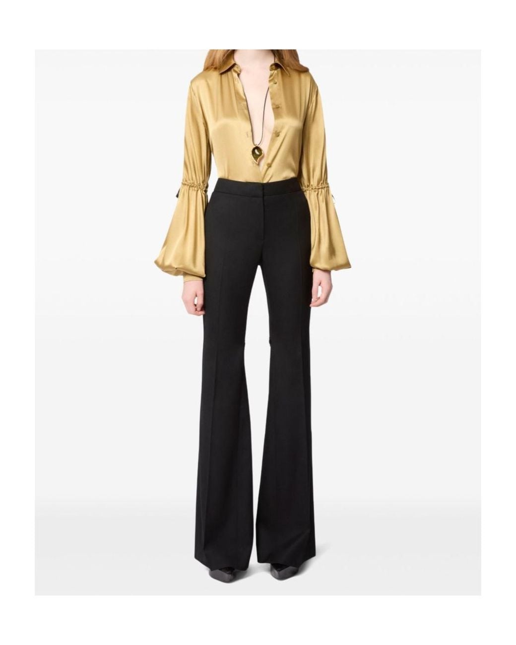 Nina Ricci Black Bow-Detail Flared Trousers