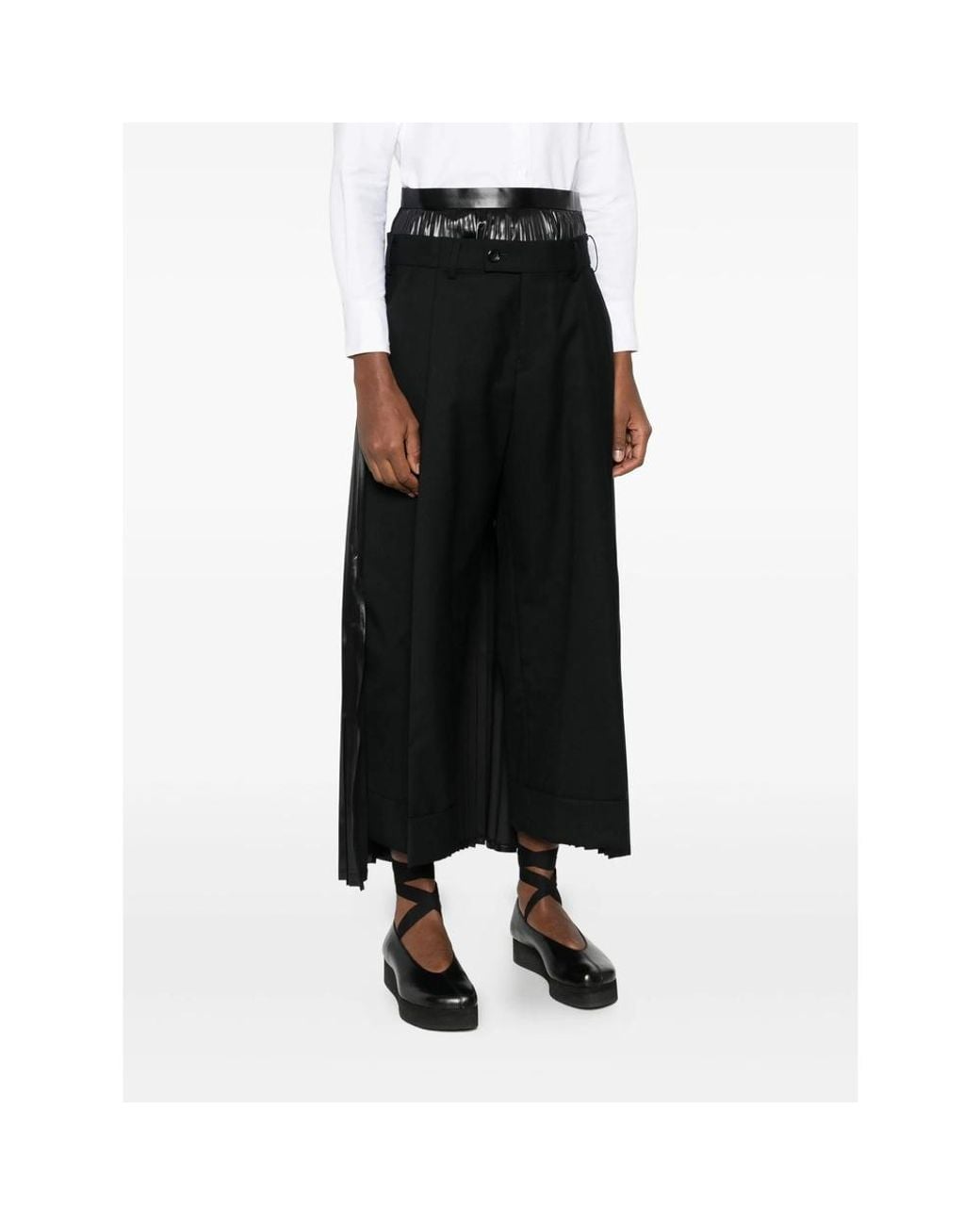 Junya Watanabe Black Pleated Wool Trousers