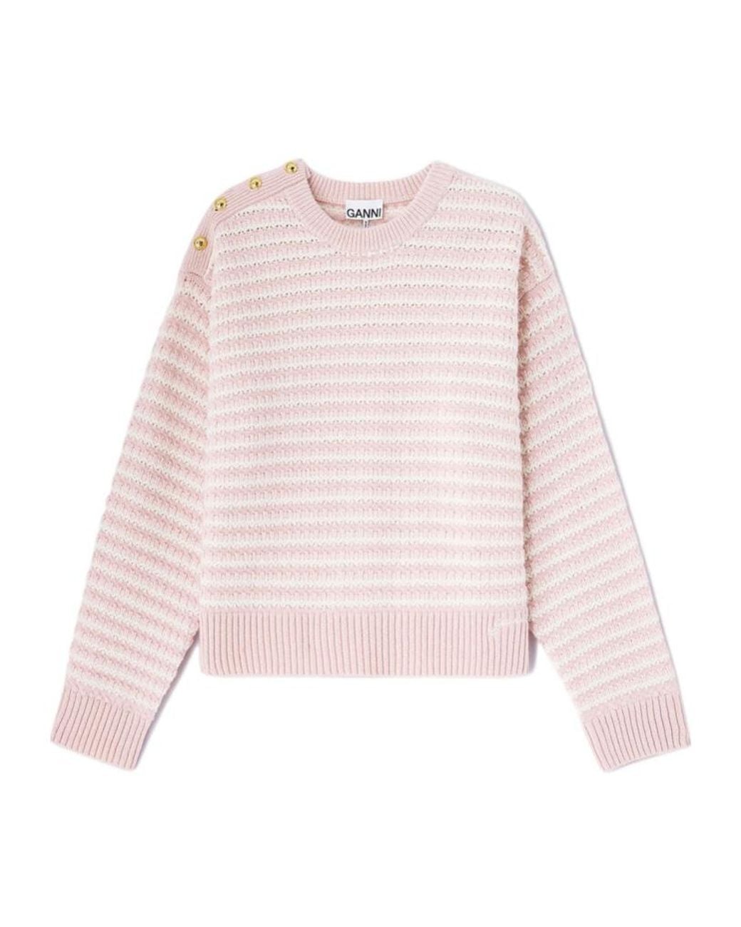 Ganni Pink Stripe Wool Mix Jumper