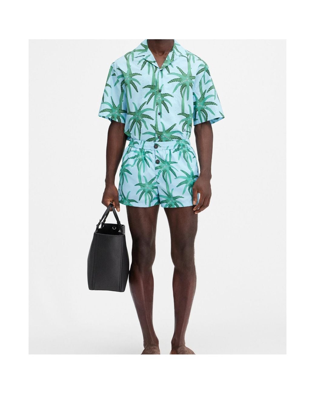 Jacquemus Green Floral-Printed Thigh-Length Shorts for men