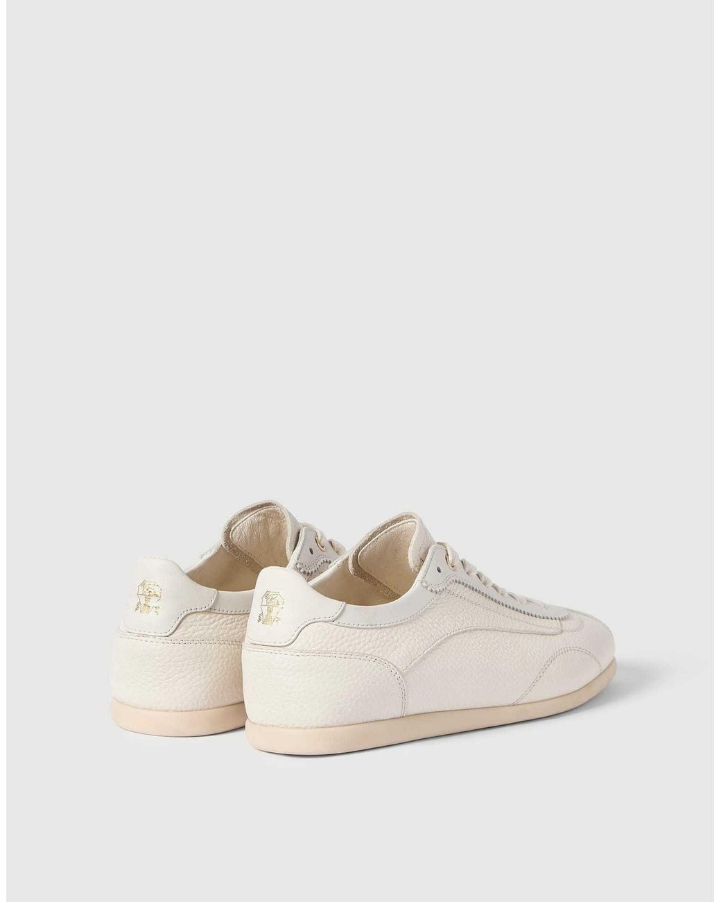 Brunello Cucinelli White Logo Detailed Low-Top Sneakers for men
