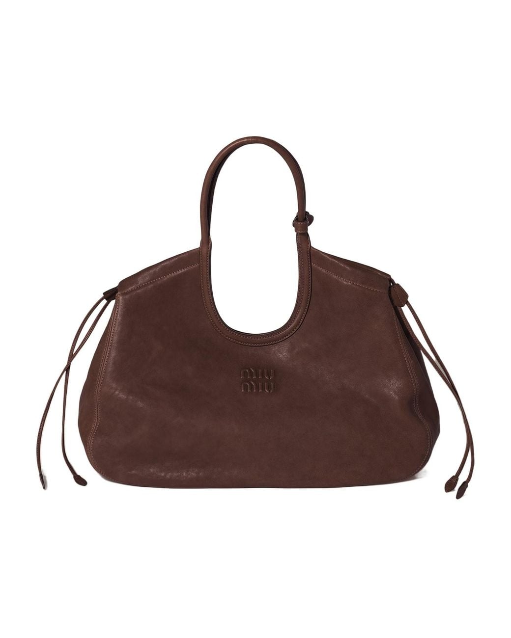 Miu Miu Brown Ivy Nappa Leather Shopping Bag