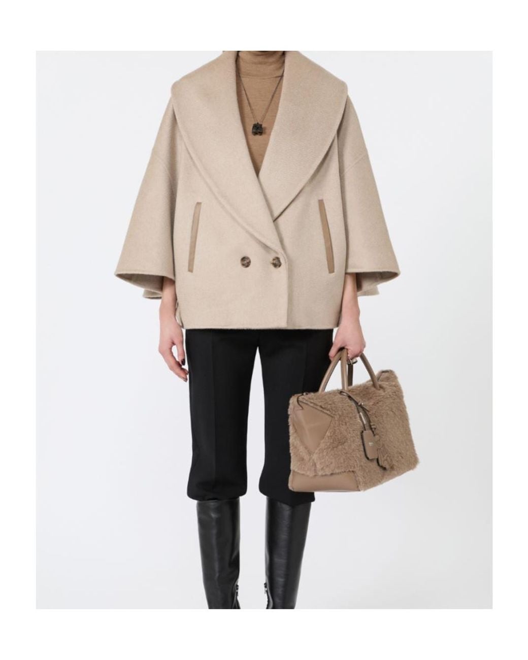 Max Mara Natural Double Breasted Cape
