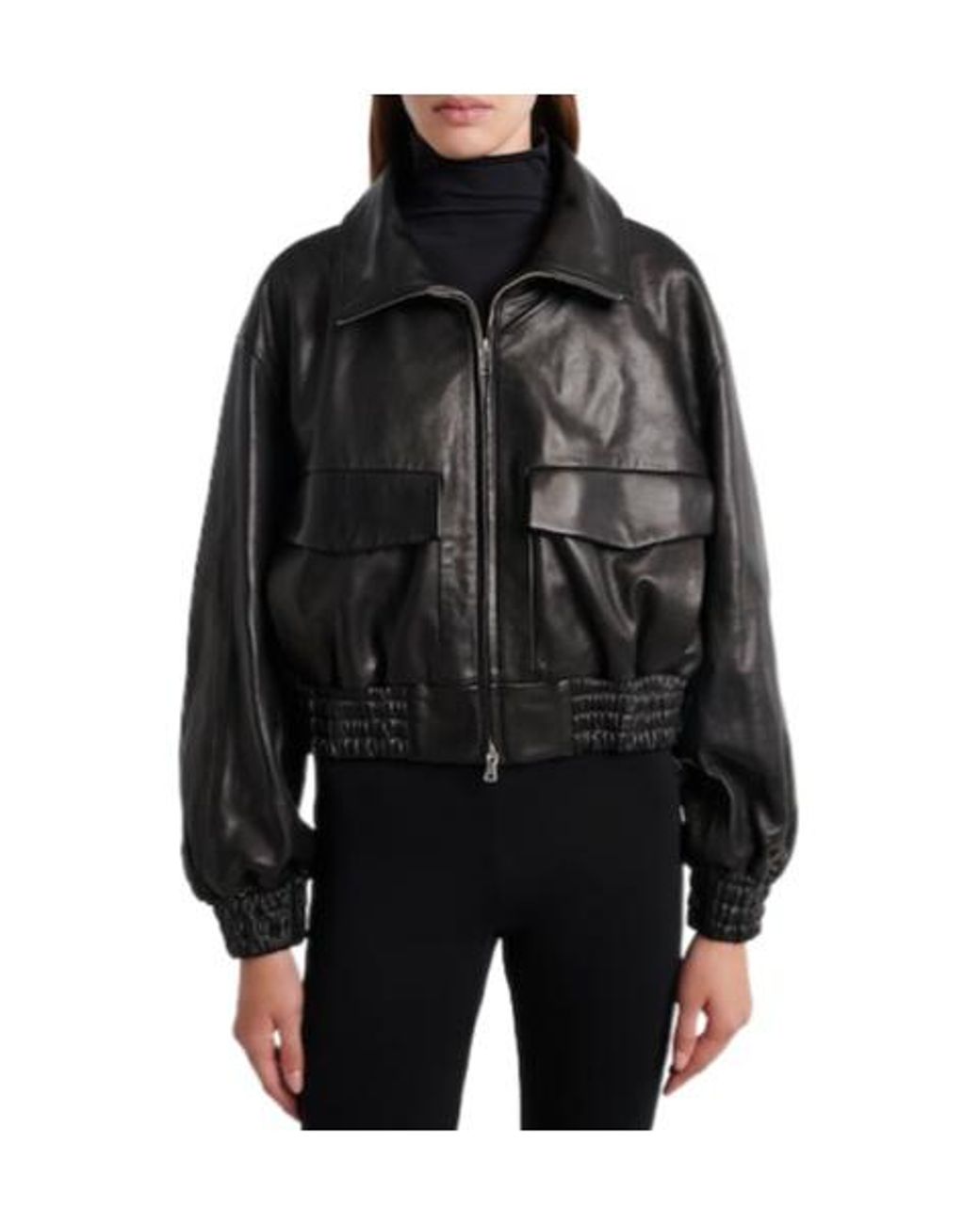Nour Hammour Black Leather Blouson Jacket