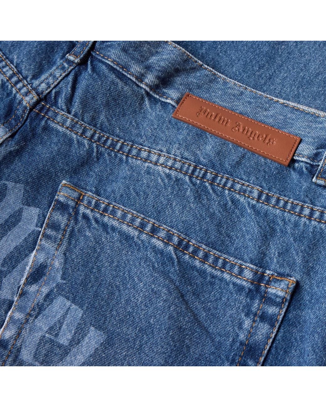 Palm Angels Blue Loose Straight Leg Jeans for men