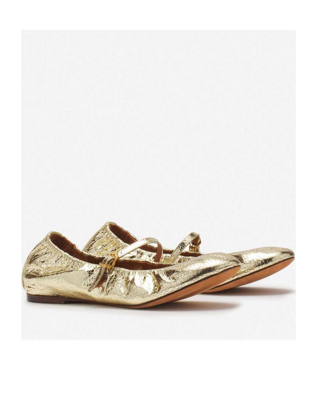 Lanvin Natural Logo-Tag Cracked Ballerinas