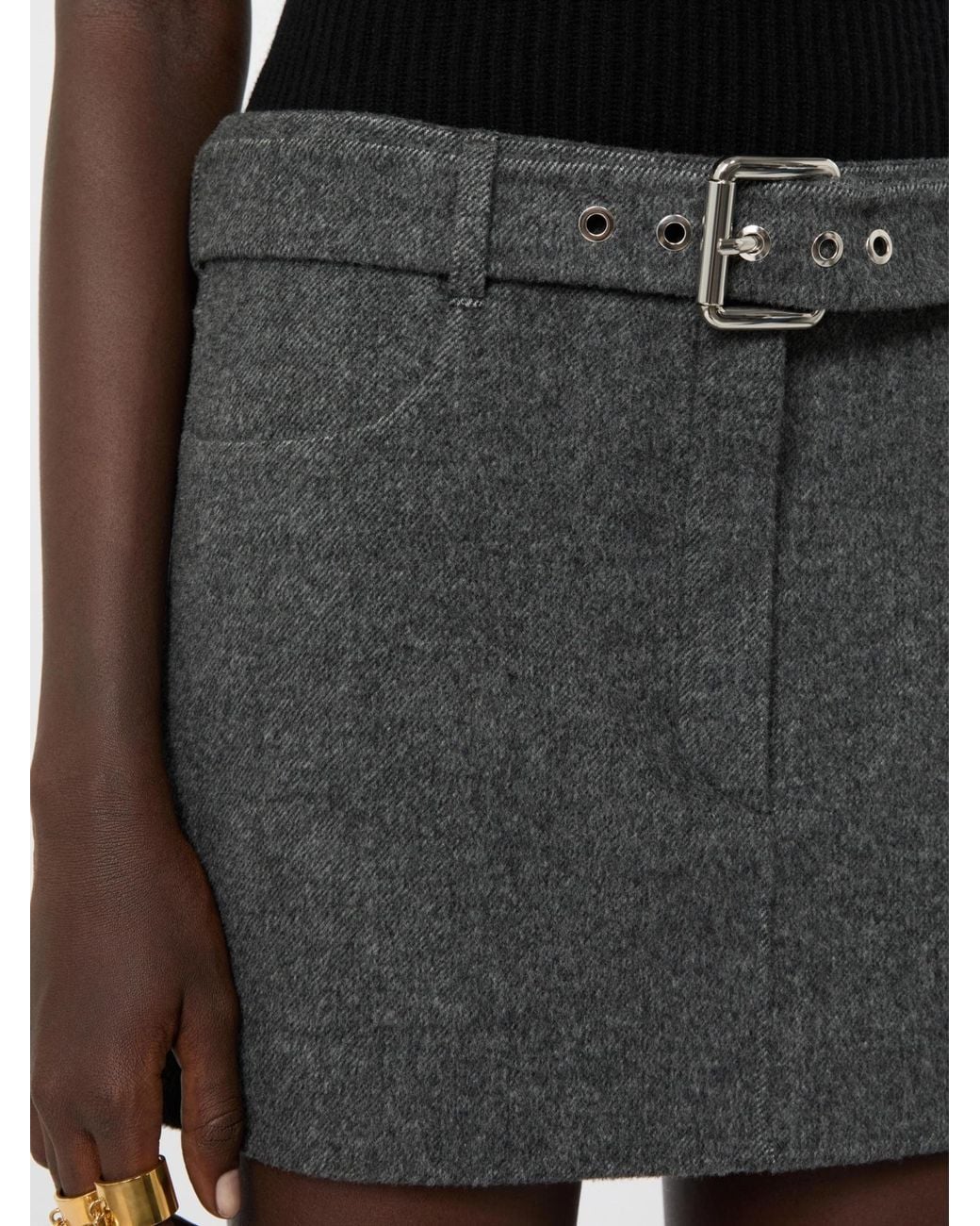 Sportmax Gray Short Pure Wool Skirt