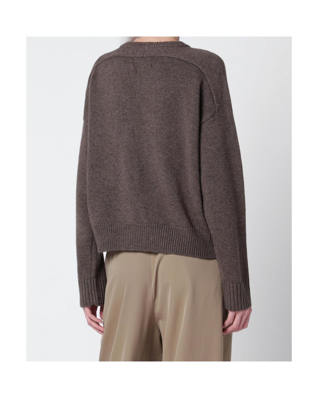 Loulou de Saison Brown Ribbed Crew Neck Sweater