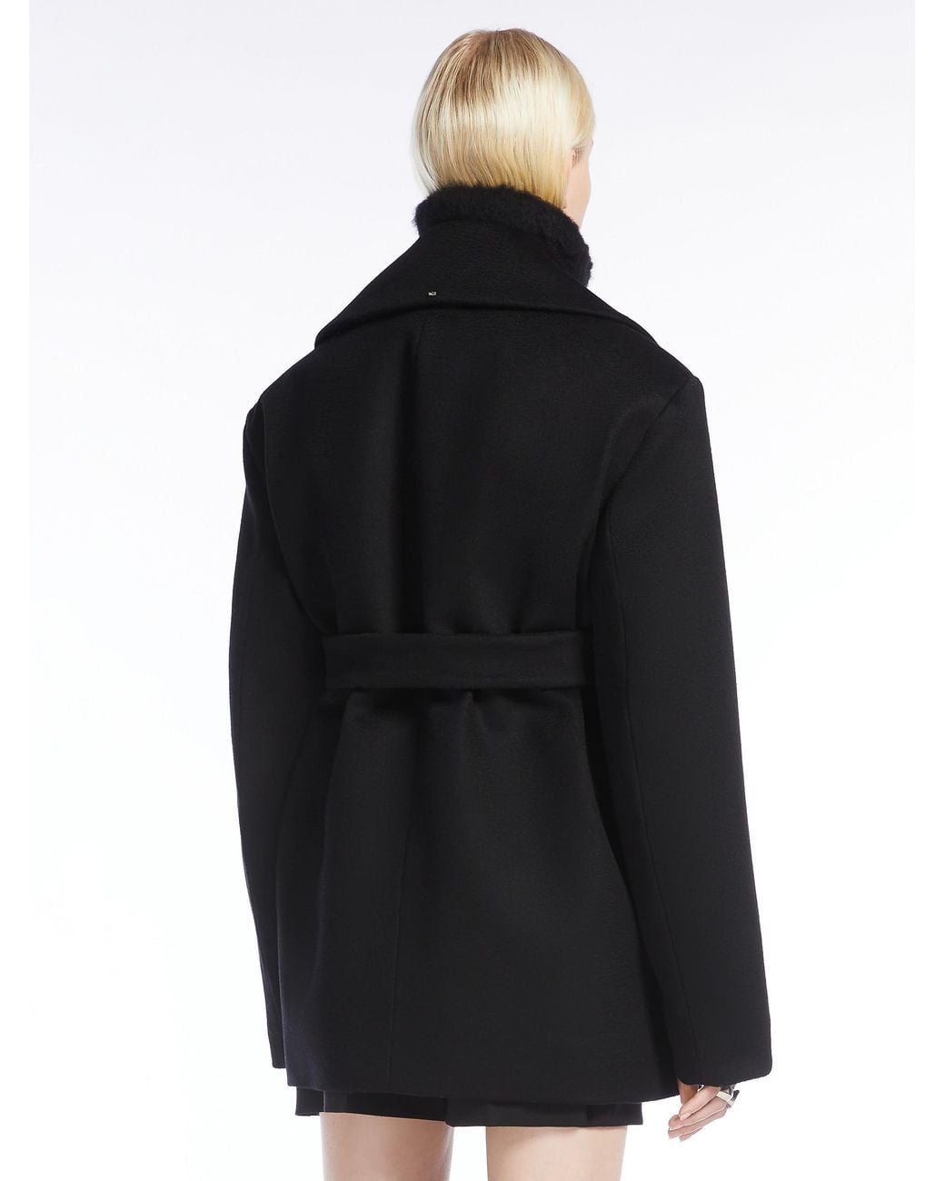 Sportmax Black Orchis Double-Breasted Belted Coat