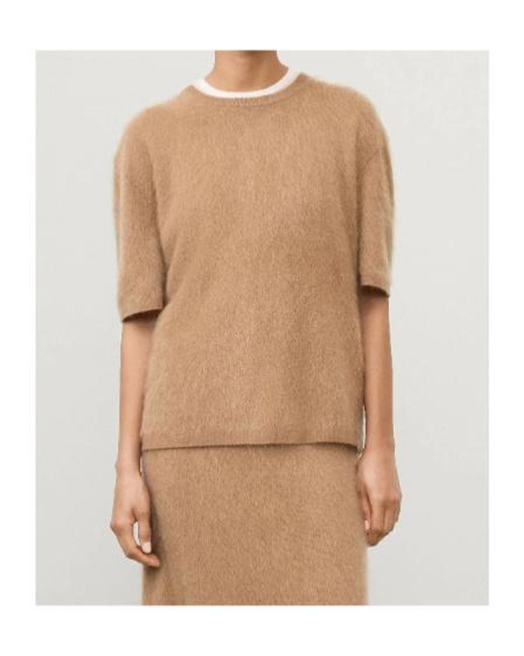 Lisa Yang Brown Maren Brushed Short-Sleeve Knitted Sweater