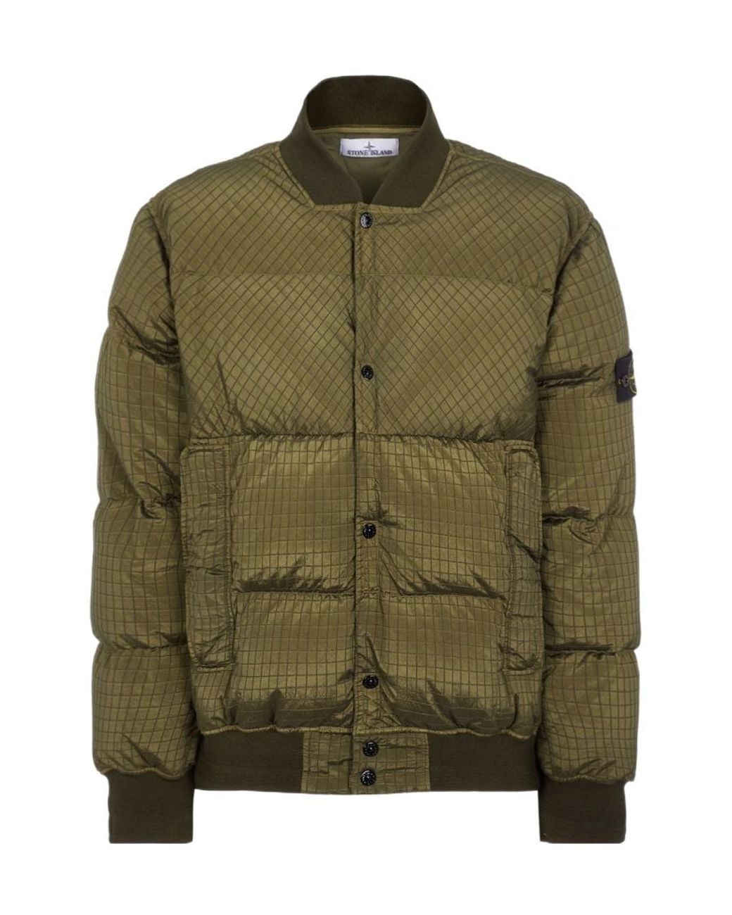 Stone Island Green Logo-Patch Buttoned Jacket for men