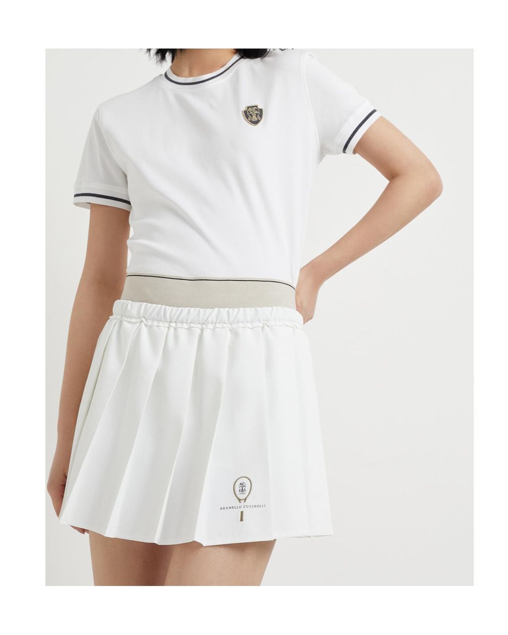 Brunello Cucinelli White Pleated Mini Skirt