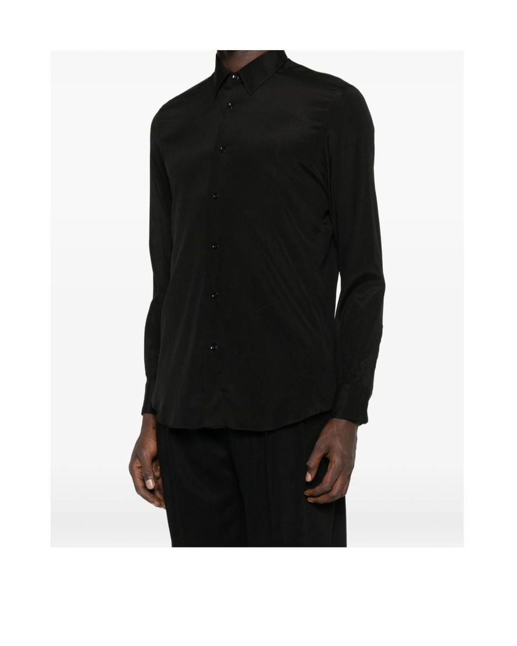 Mazzarelli Black Button-Down Long-Sleeved Shirt for men