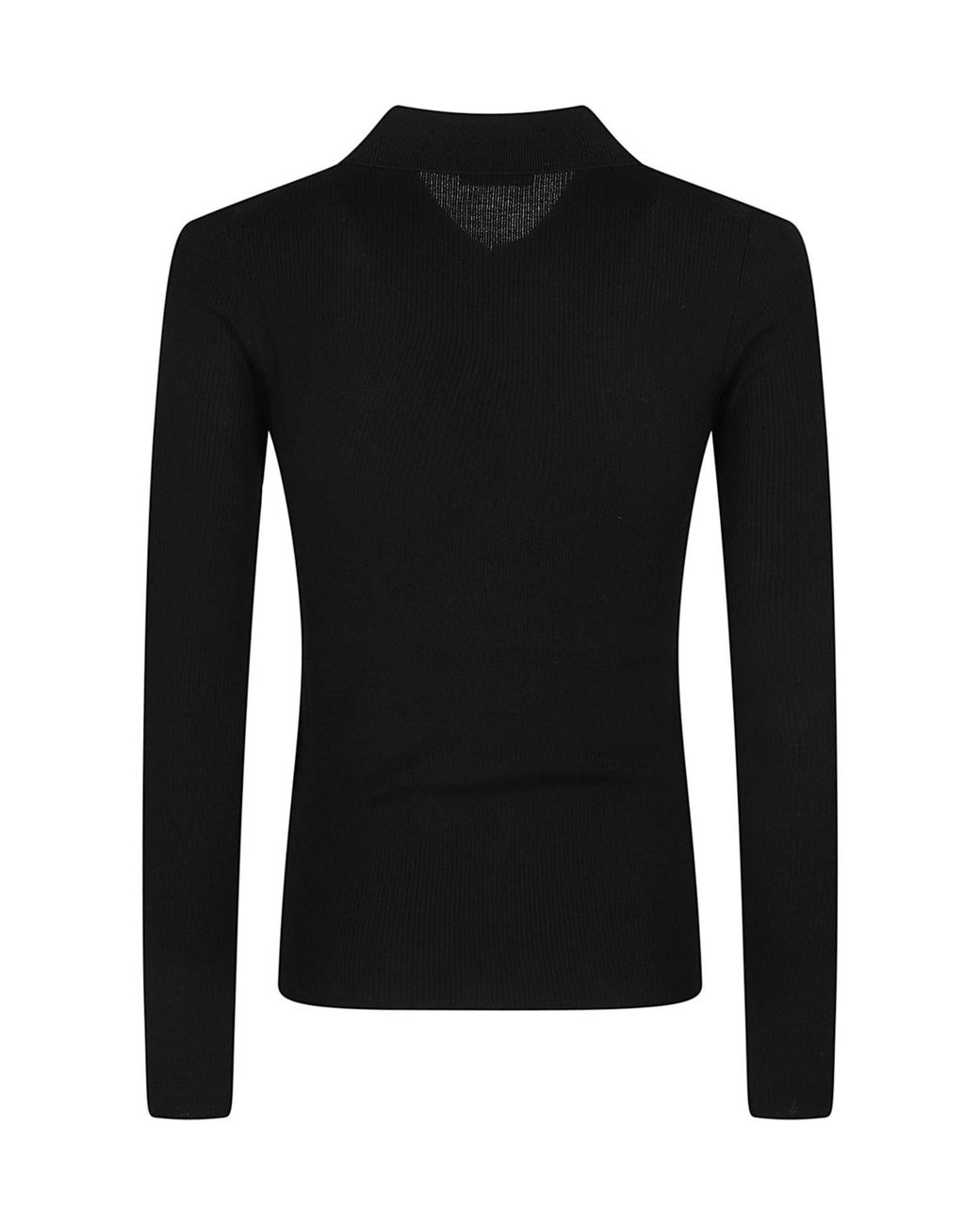 P.A.R.O.S.H. Black Ribbed-Knit Polo Top