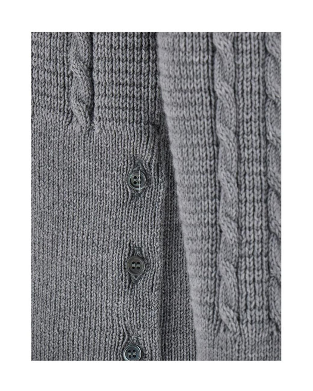 Thom Browne Gray Rwb-Striped Cable-Knitted Crewneck Jumper for men