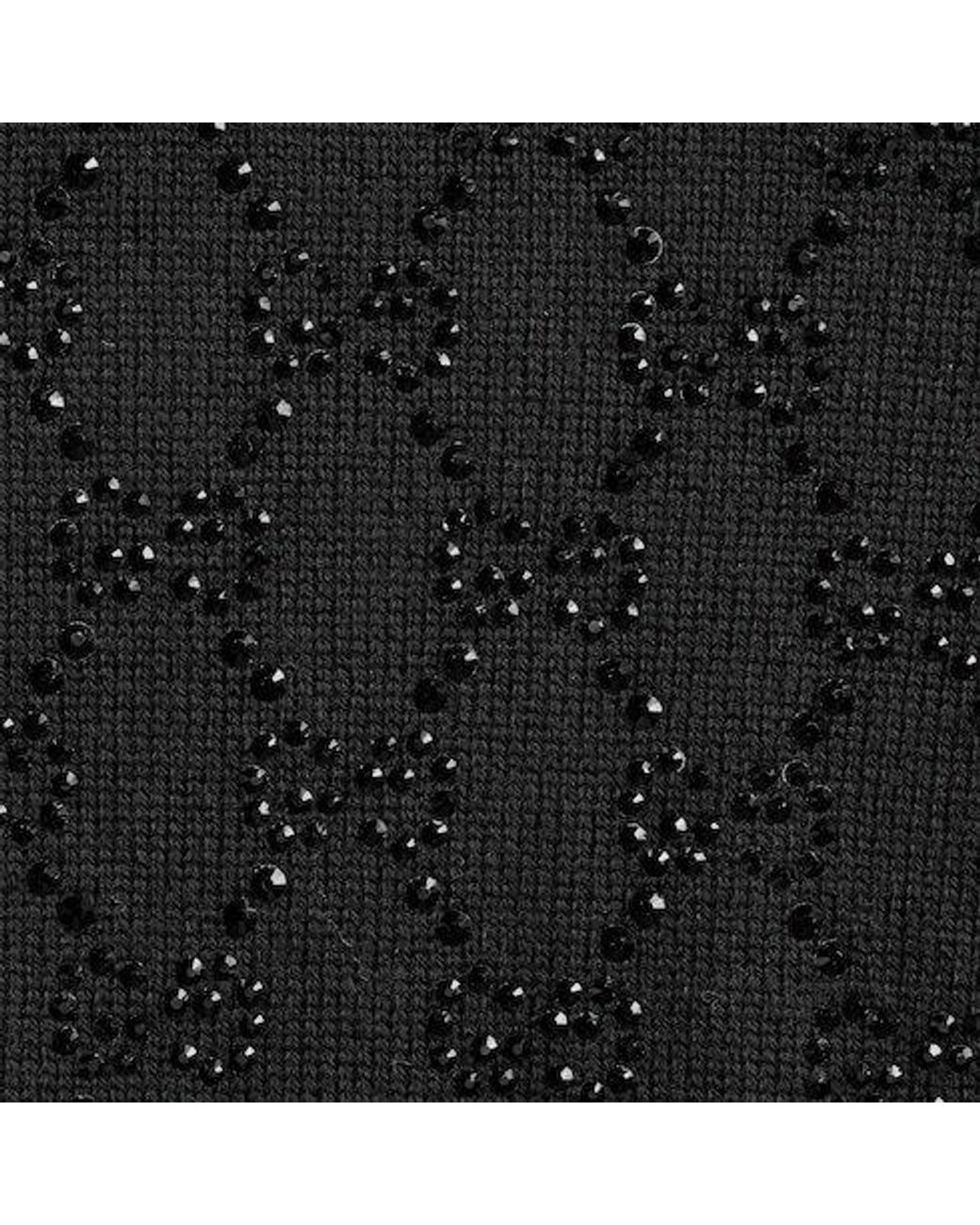 Gucci Black Fine Wool Gg Crystal Top