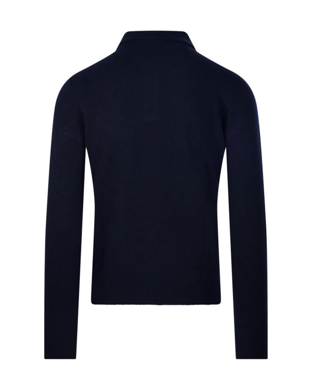Roberto Collina Blue Fine Knit Long Sleeve Polo Shirt for men