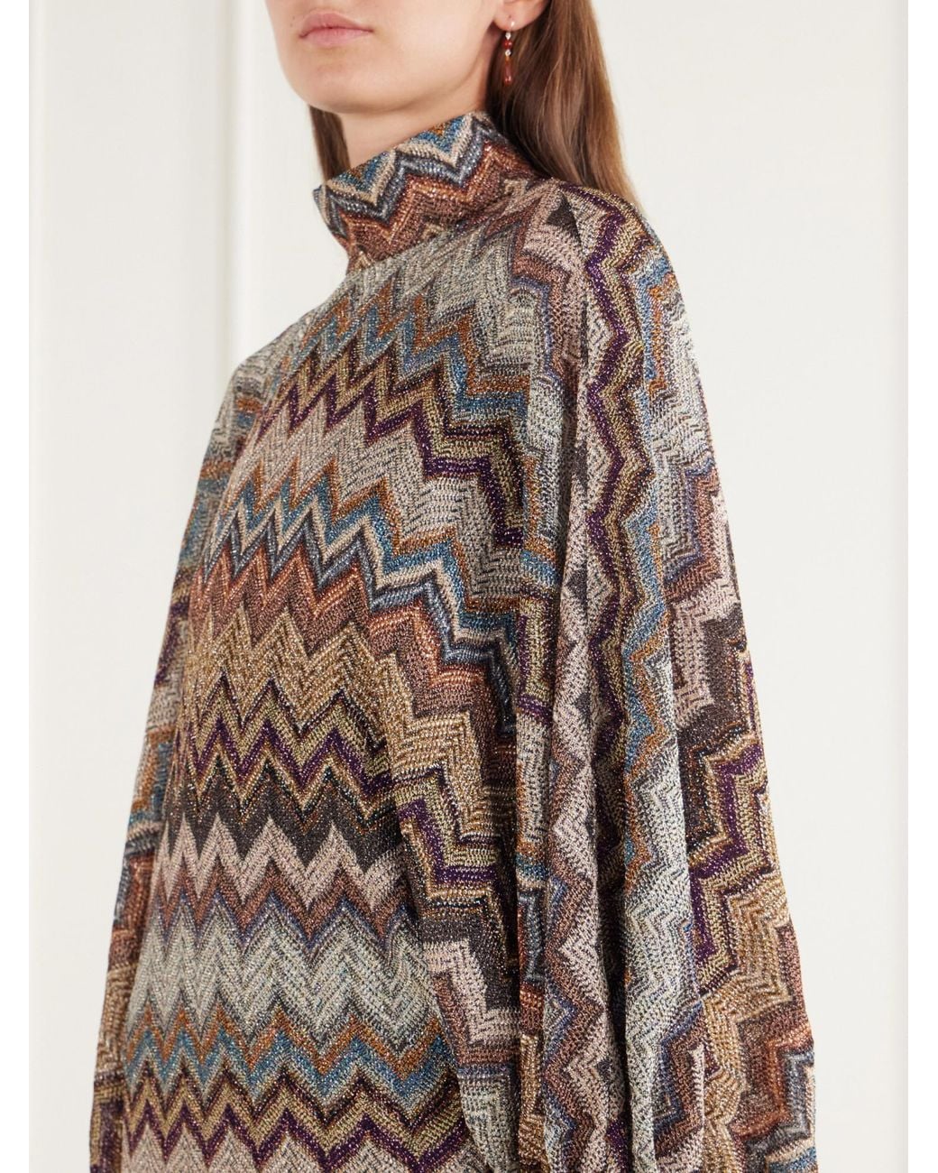 Missoni Natural Striped Metallic Crochet-Knit Mini Dress