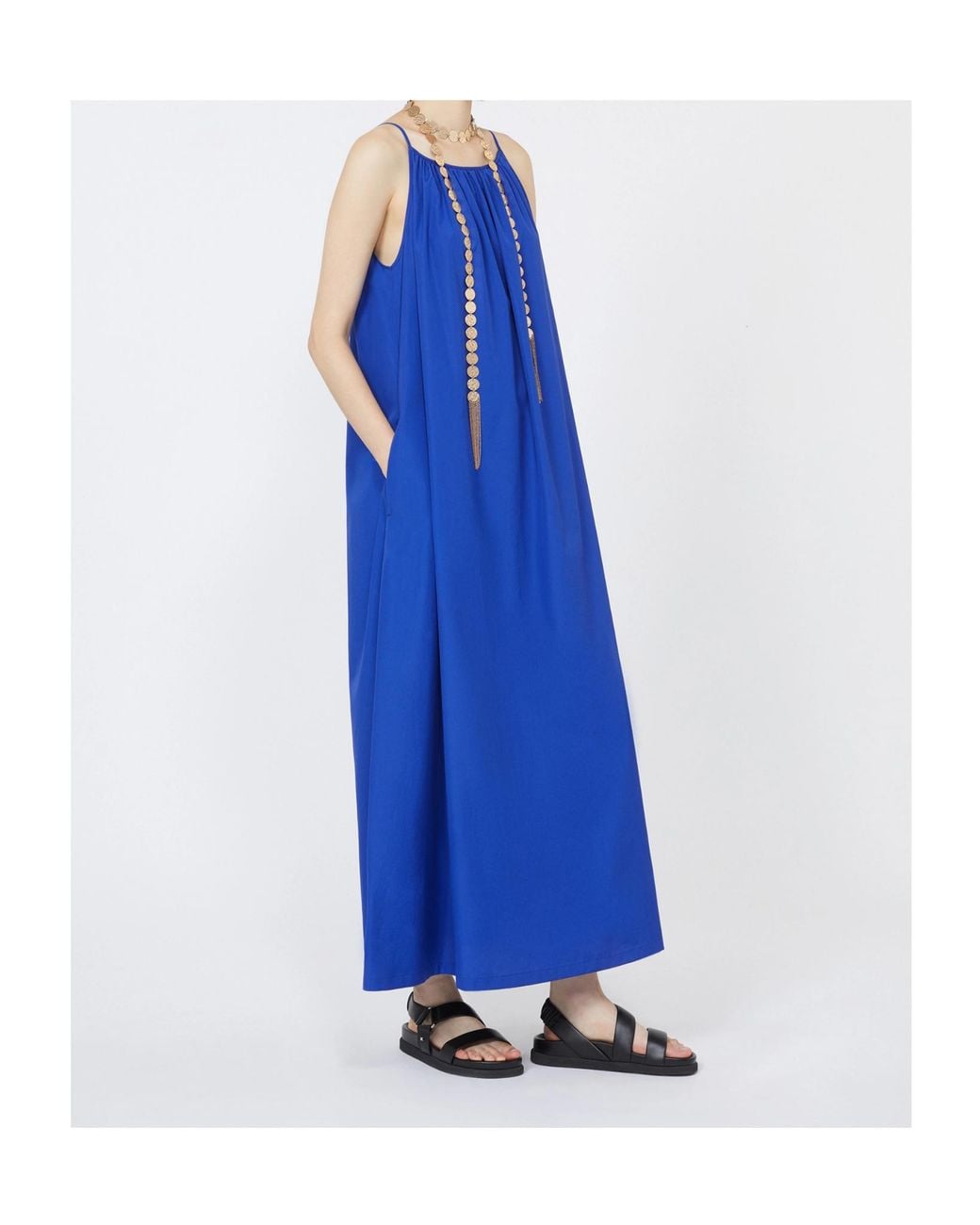 Max Mara Blue Cotton Poplin Dress