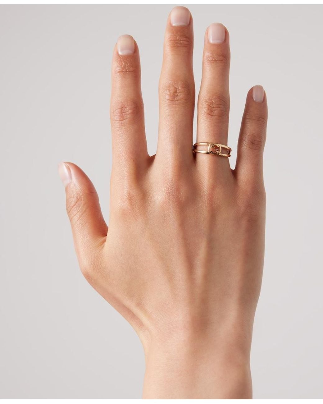 Gucci Black Interlocking 2-Band 18K Ring