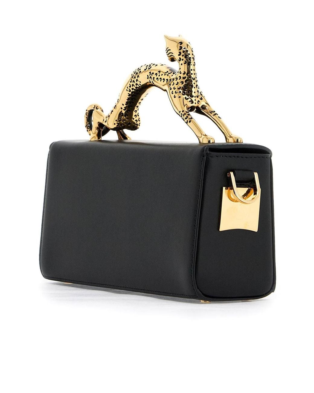 Lanvin Black Logo Plaque Foldover Top Crossbody Bag