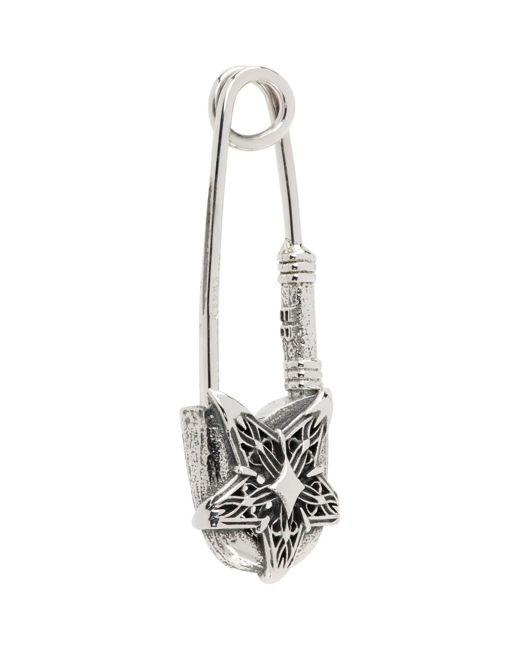 Emanuele Bicocchi White Stella Safety Pin Earring for men