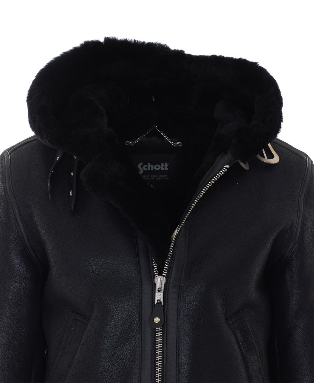 Schott Nyc Blue Schott Nyc Shearling Hooded Jacket for men