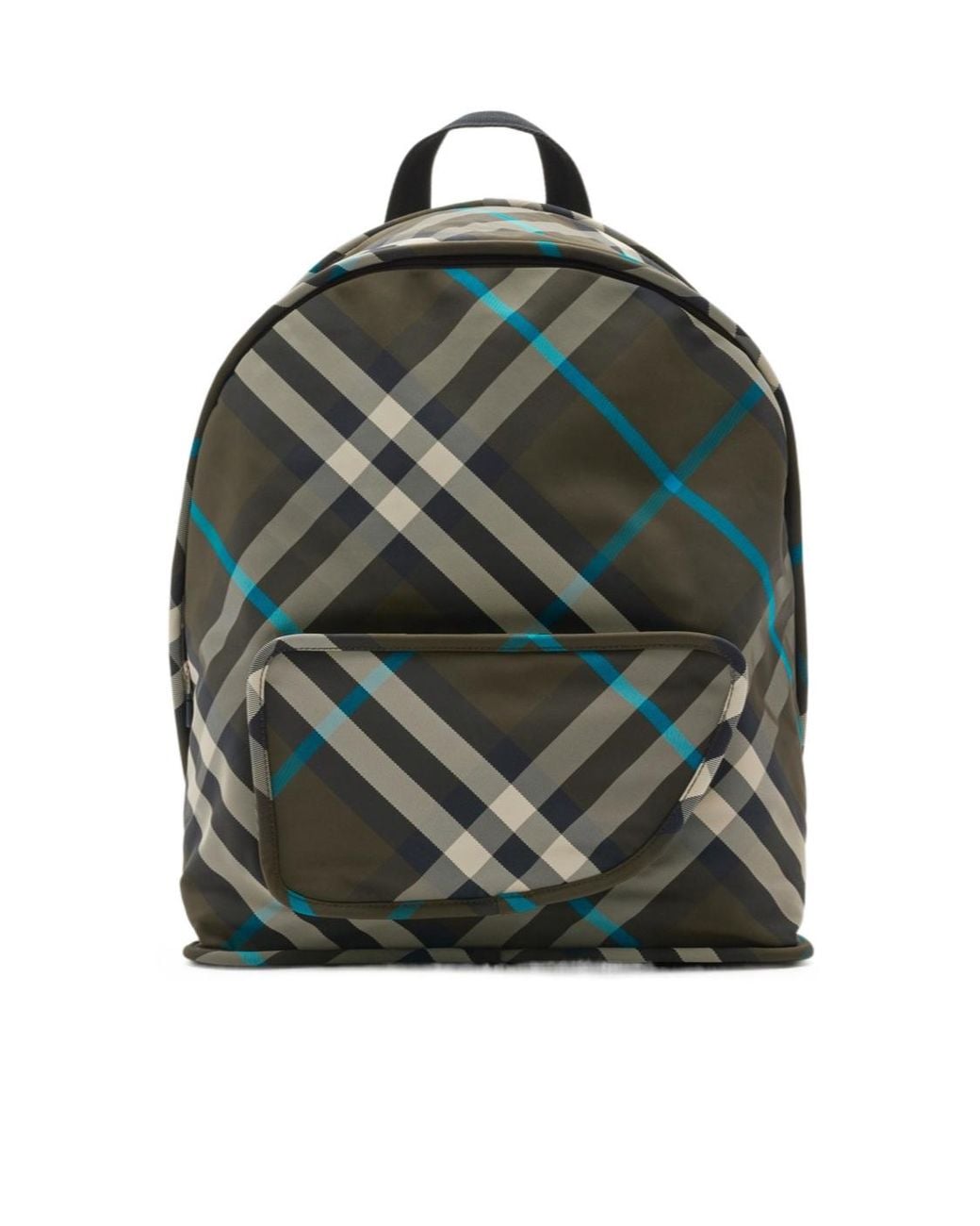 Burberry Green Shield Checked Zipped Backpack for men