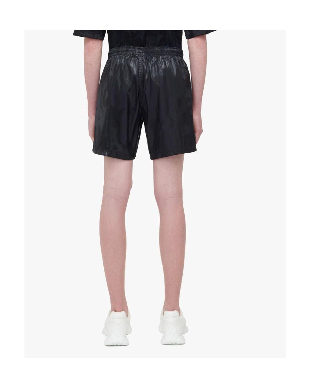 McQueen Gray Graffiti Print Swim Shorts for men
