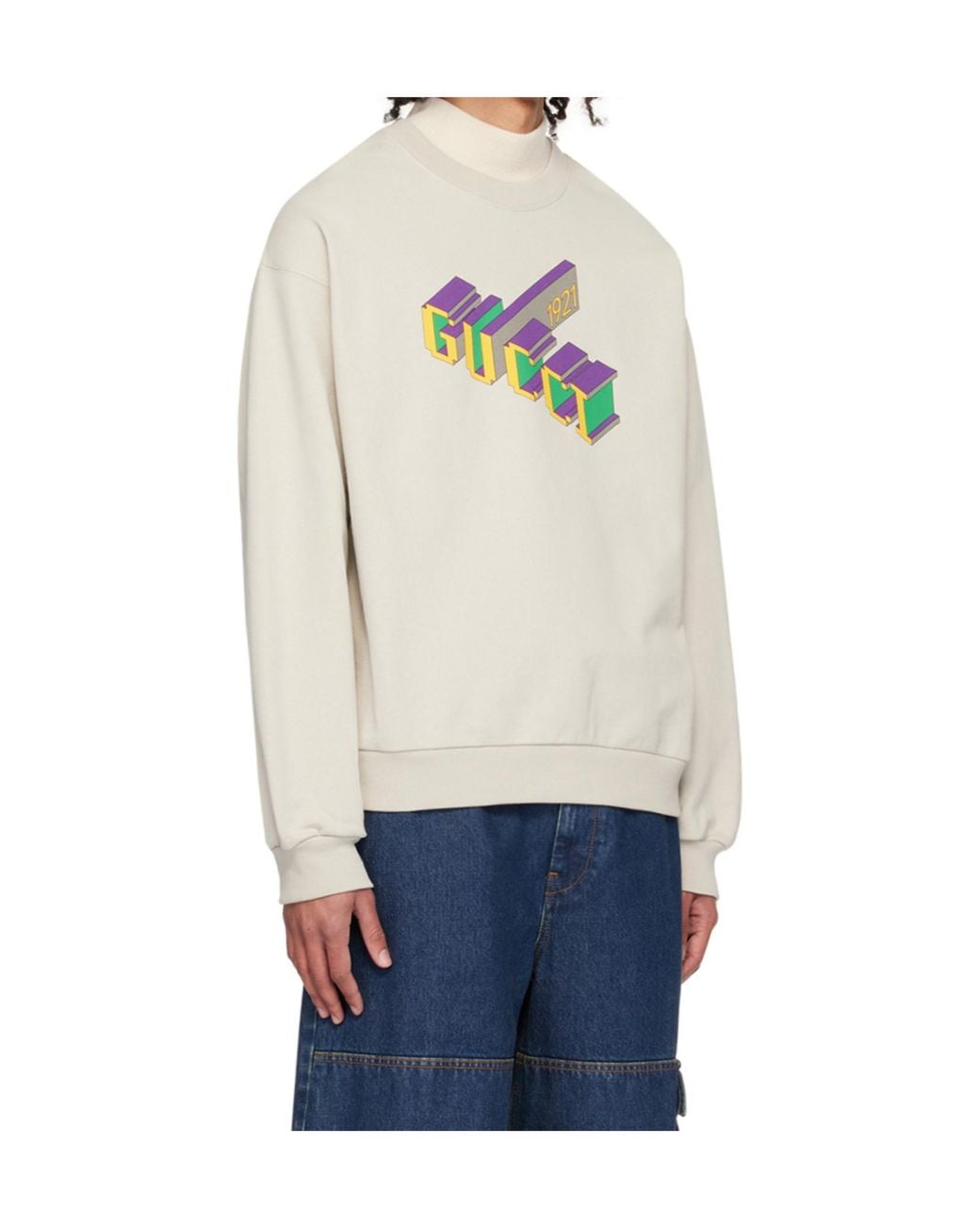 Gucci White Printed Jersey Sweatshirt for men