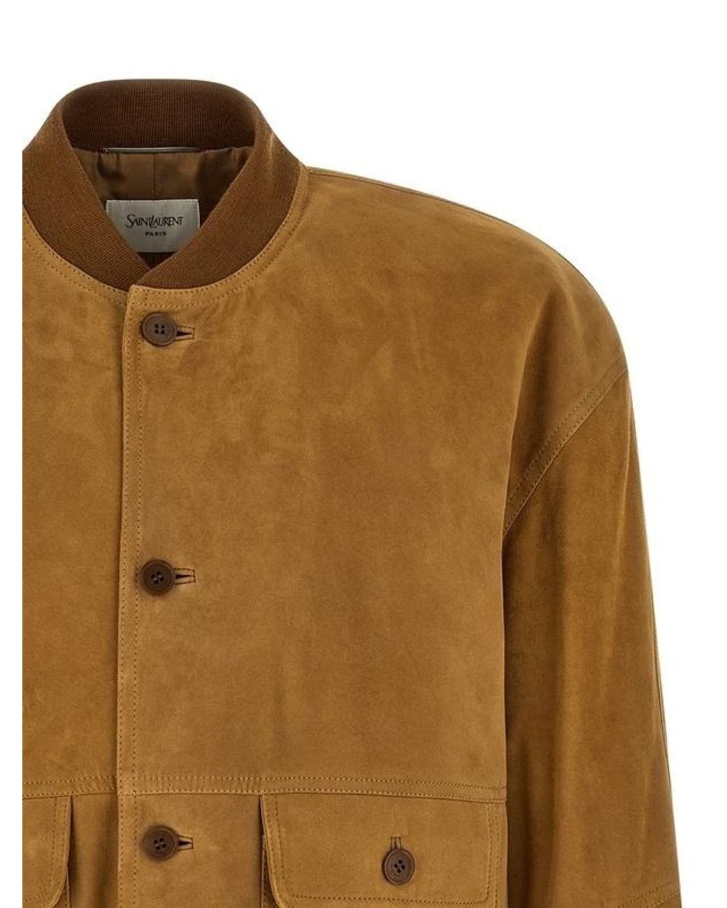 Saint Laurent Brown Button-Up Bomber Jacket for men
