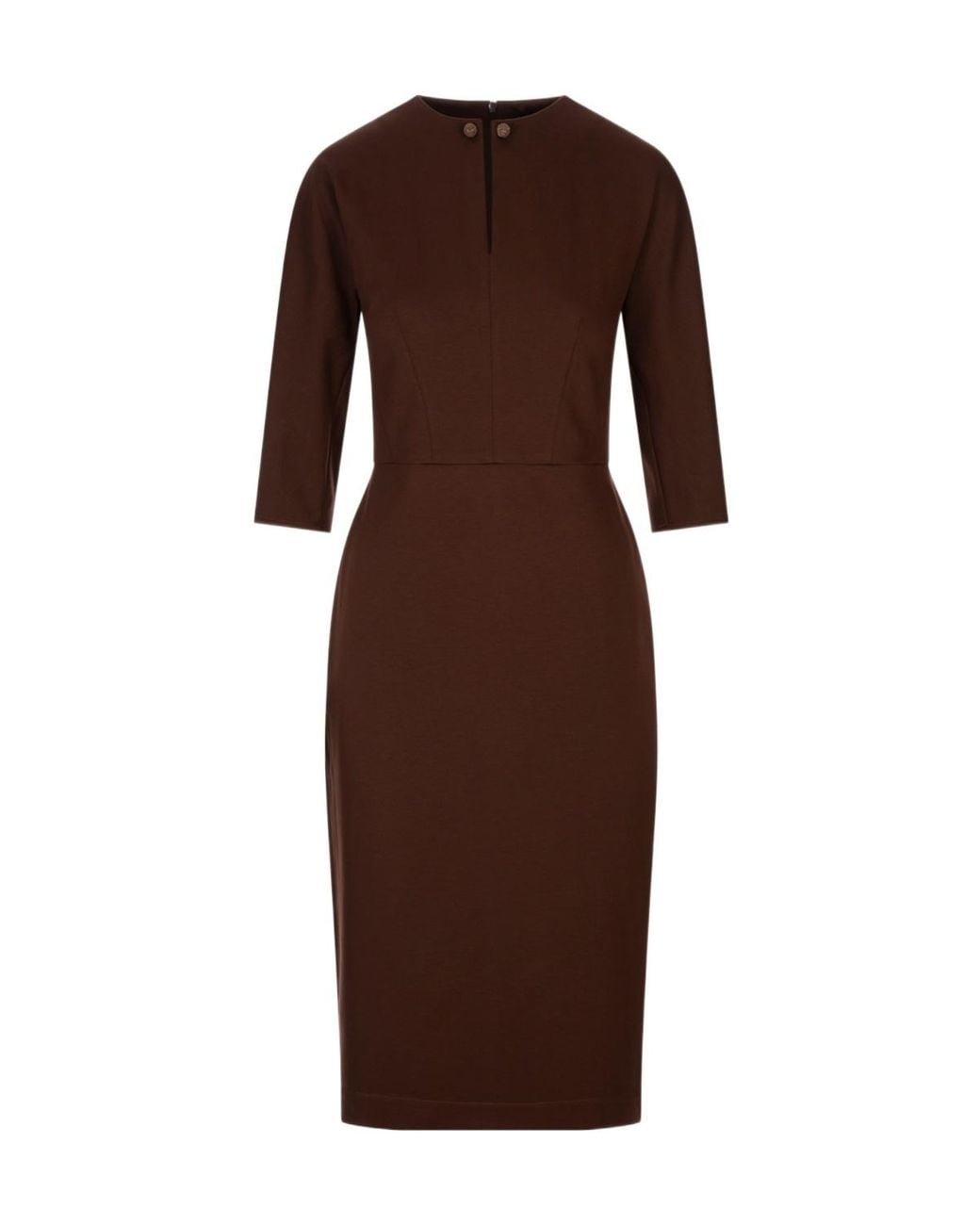 Fabiana Filippi Brown Three-Quarter Sleeve Midi Dress