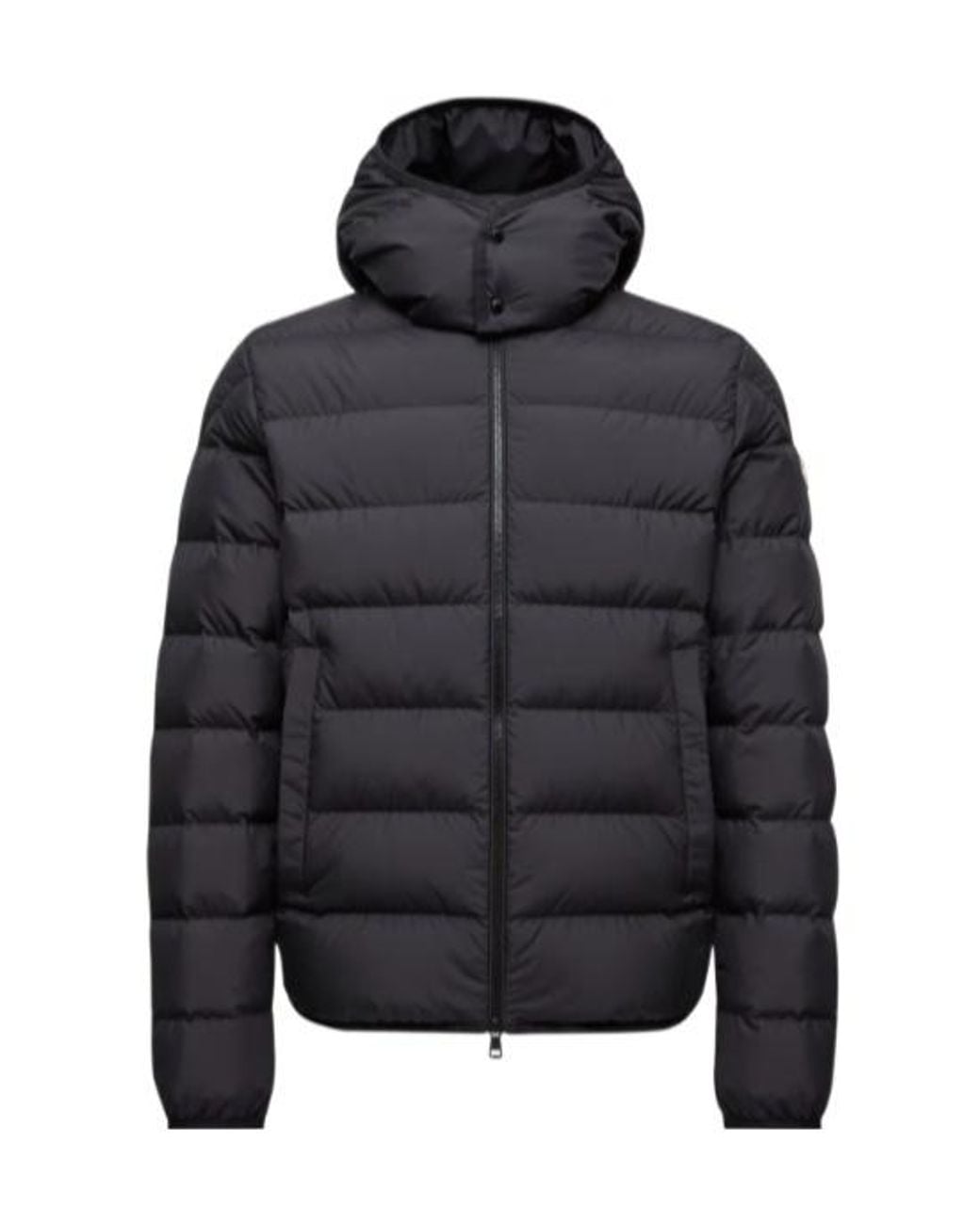 Moncler Black Hooded Zip-Up Padded Jacket for men